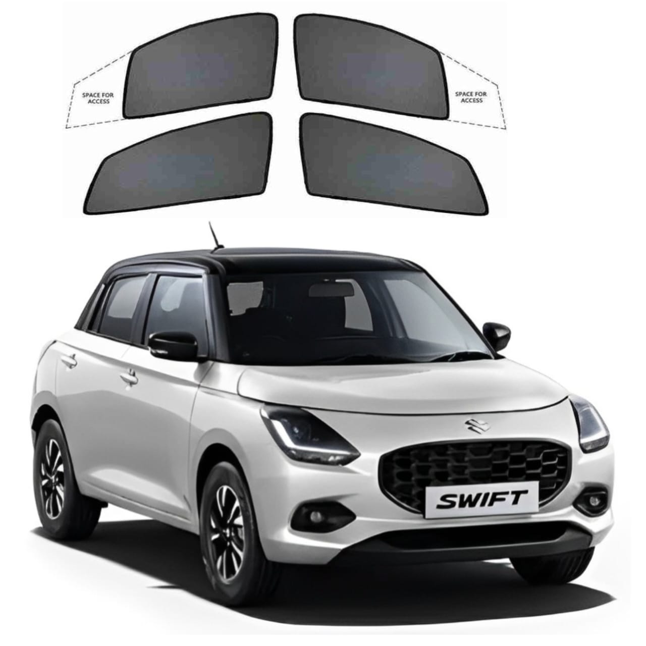 Car Premium Fix Type Sunshade Curtain for New Swift (2024 Onwards)