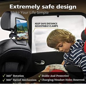 Headrest Mobile Holder with Swivel Mechanism - black