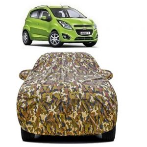 Waterproof Car Body Cover Compatible with Beat with Mirror Pockets (Jungle Print)