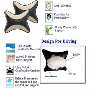 Premium Dolphin Neck Rest Neck Supporters Pillow Cushion for All Cars -beige